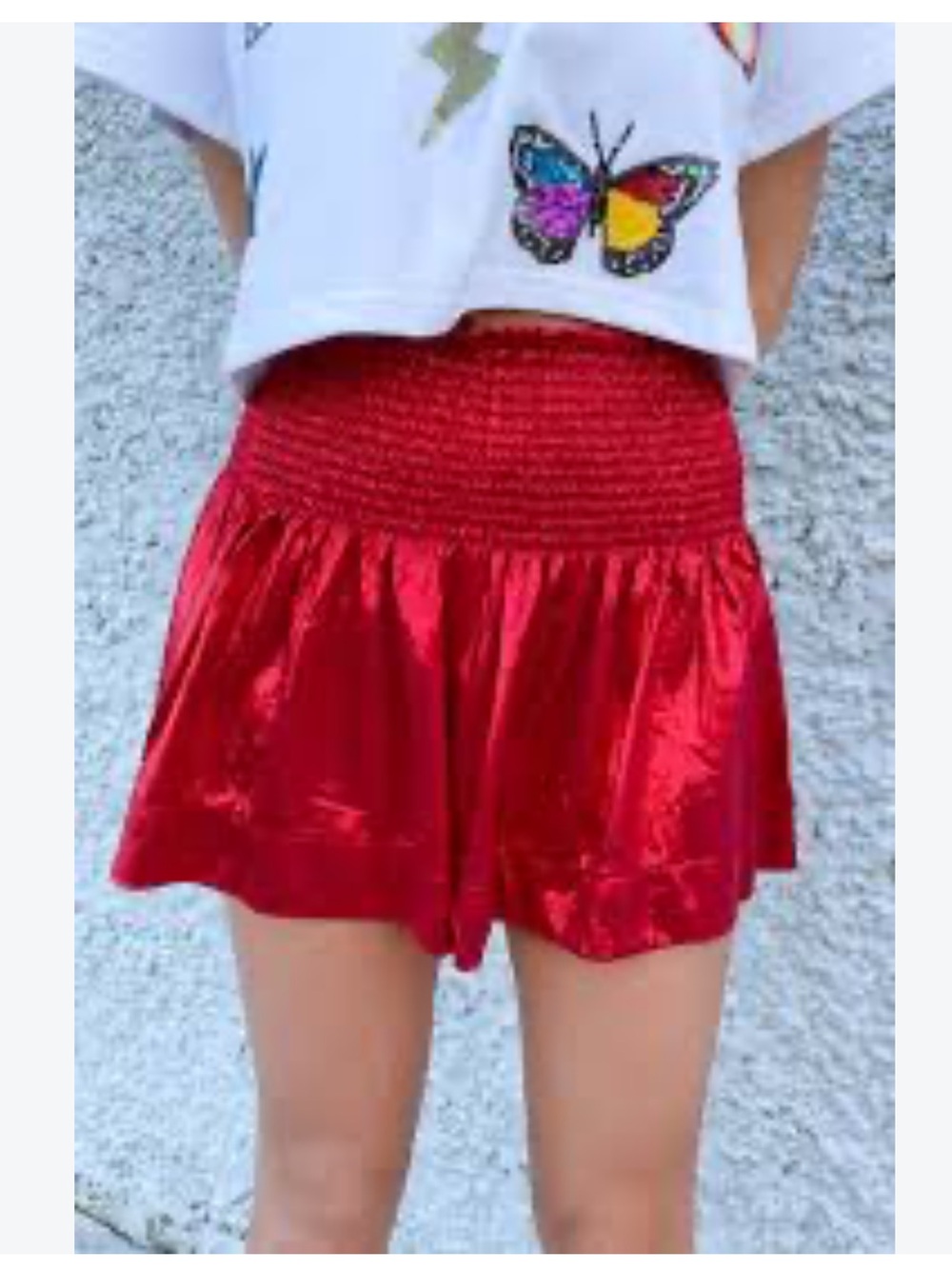 Queen of Sparkles Metallic Red Swing Shorts